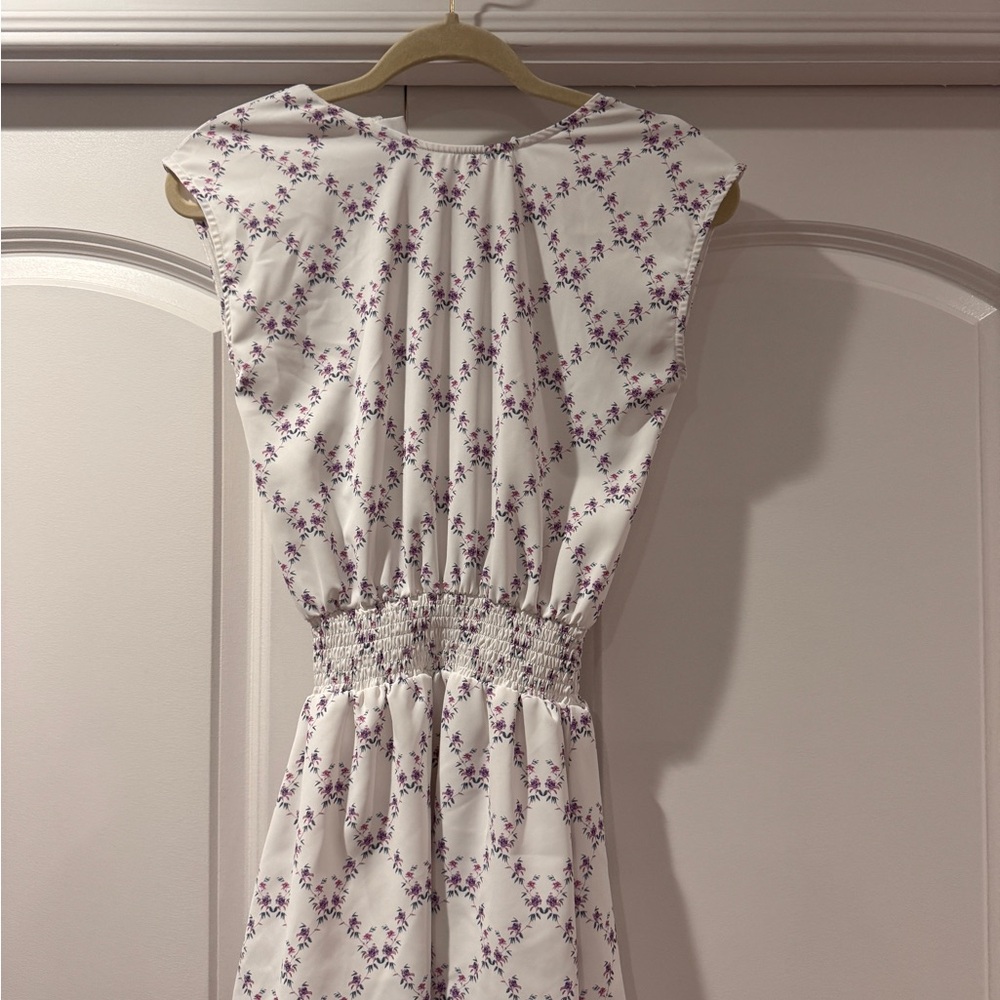 Floral White and Purple Dress